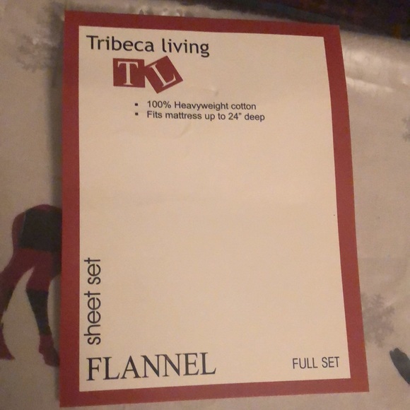 Tribeca Living FLANNEL Plaid Moose Printed Sheet Set Full - Picture 3 of 9